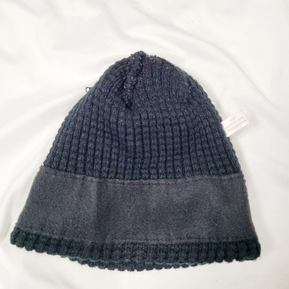 KB Ethos Men's Winter Hat Waffle Fleece Beanie Black/White Stripe - Picture 6 of 8